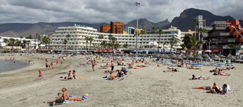 busy beach resort La Caleta Tenerife canary islands